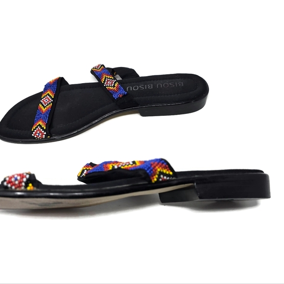 Bisou Bisou Southwest Beaded Slide Flat Sandal 10 - Picture 4 of 6